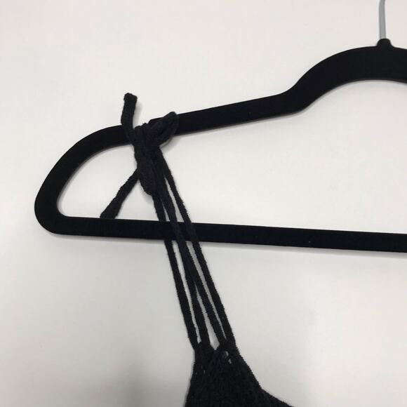 New SomeDays Lovin XSmall XS Black Crochet Off the Shoulder Knit Top Boho Fringe - Picture 5 of 8